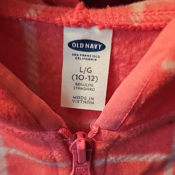 Old Navy NWT Girls Salmon Fleece Checkered Zip-up Jacket Size Large 10/12 - Picture 3 of 8